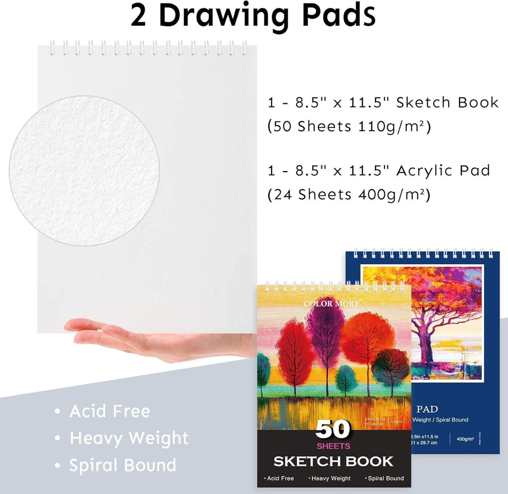 TMOL 85 Piece Deluxe Wooden Art Supplies, Art Kit with Easel, Sketching Pencils, Artist Brushes and Acrylic Pad, Art Set for Teens, Adults and Artist Beginners, Creative Gift with Wooden Case