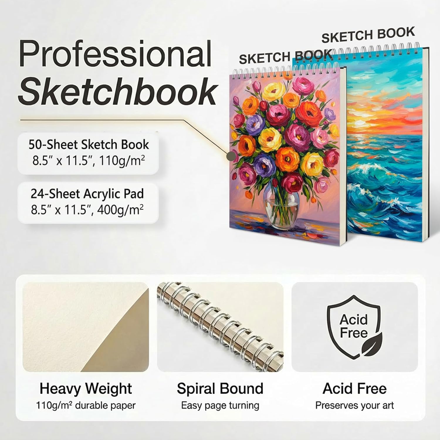 175 Piece Deluxe Art Set with 2 Drawing Pads, Acrylic Paints, Crayons, Colored Pencils, Paint Set in Wooden Case, Professional Art Kit, Art Supplies for Adults, Teens and Artist, Paint Supplies
