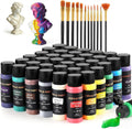 Acrylic Paint Set with 12 Art Brushes, 36 Colors (2 oz/Bottle) Acrylic Paint for Painting Canvas, Wood, Ceramic and Fabric, Paint Set for Beginners, Students and Professional Artist, Rich Pigments