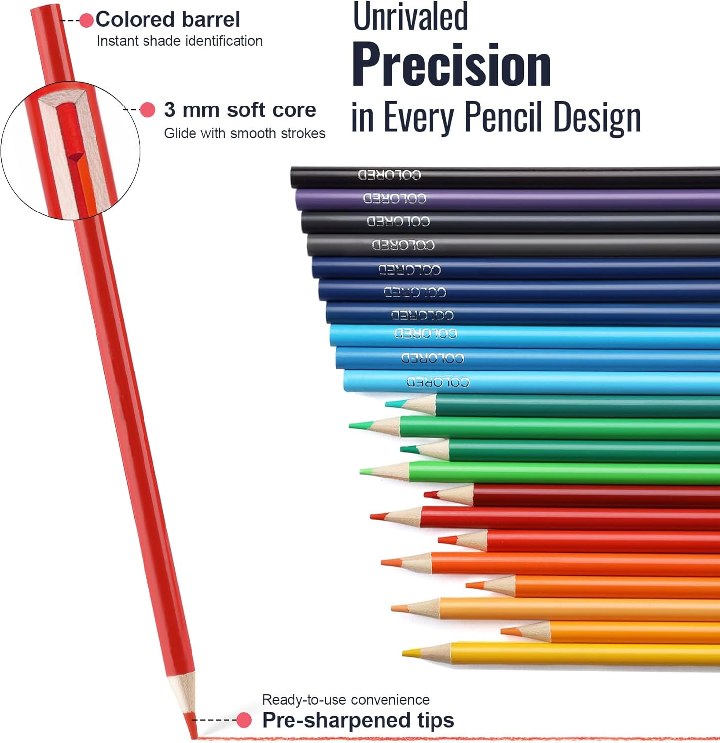 TMOL 72 Pack Colored Pencils for Adult Coloring Books with Soft Oil-Based Cores, Color Pencil Set for Sketching Blending Layering, Art Supplies for Kids Teens Adults Beginners Artists