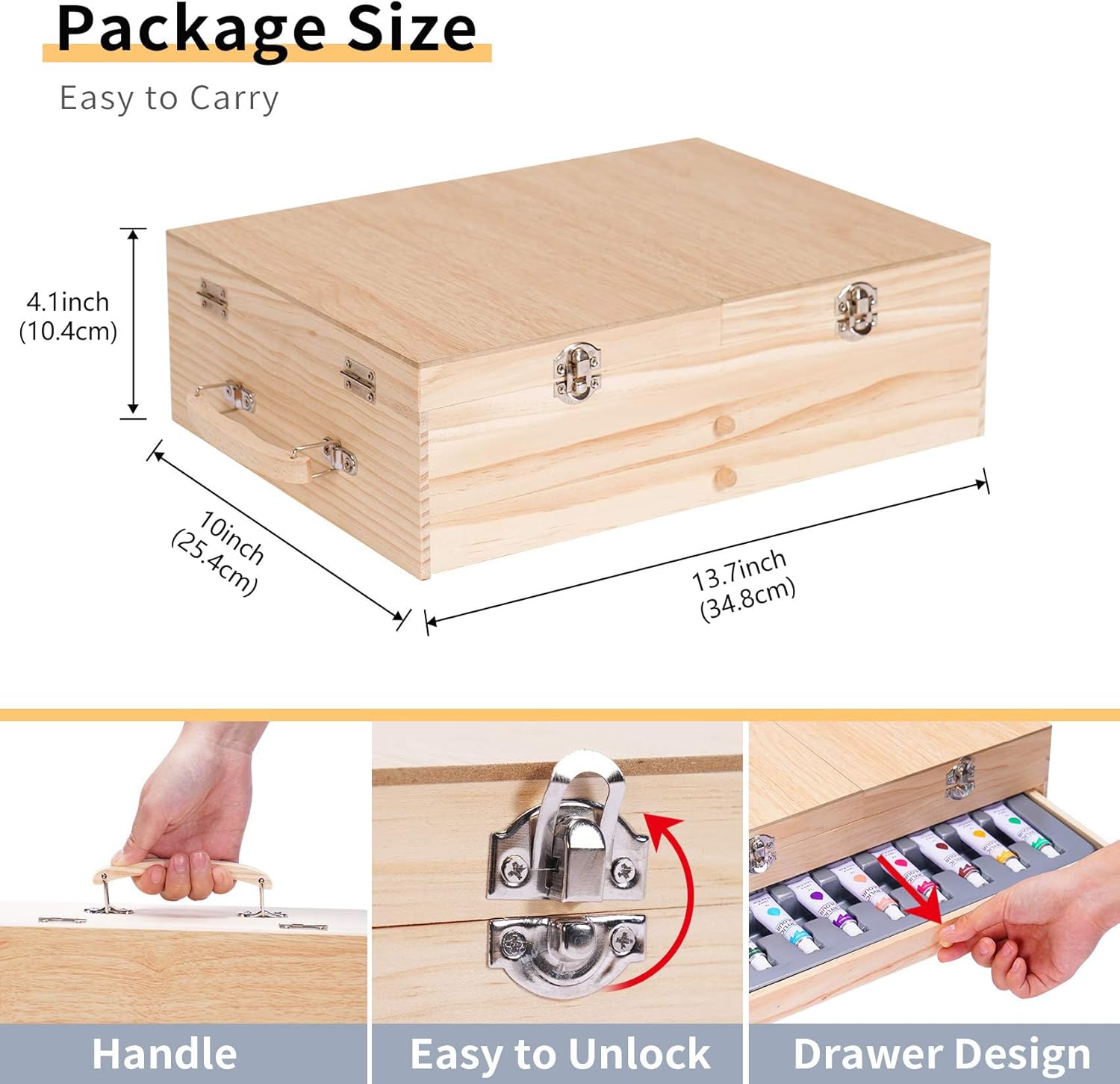 TMOL 85 Piece Deluxe Wooden Art Supplies, Art Kit with Easel, Sketching Pencils, Artist Brushes and Acrylic Pad, Art Set for Teens, Adults and Artist Beginners, Creative Gift with Wooden Case