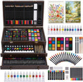 175-Pack Deluxe Wooden Art Set Drawing Painting Kit with 2 Drawing Pads, Acrylic Paints, Colored Pencils, Crayons, Paint Brush, Art Kit in Wooden Case, Gift for Artist, Adults, Teens and Kids