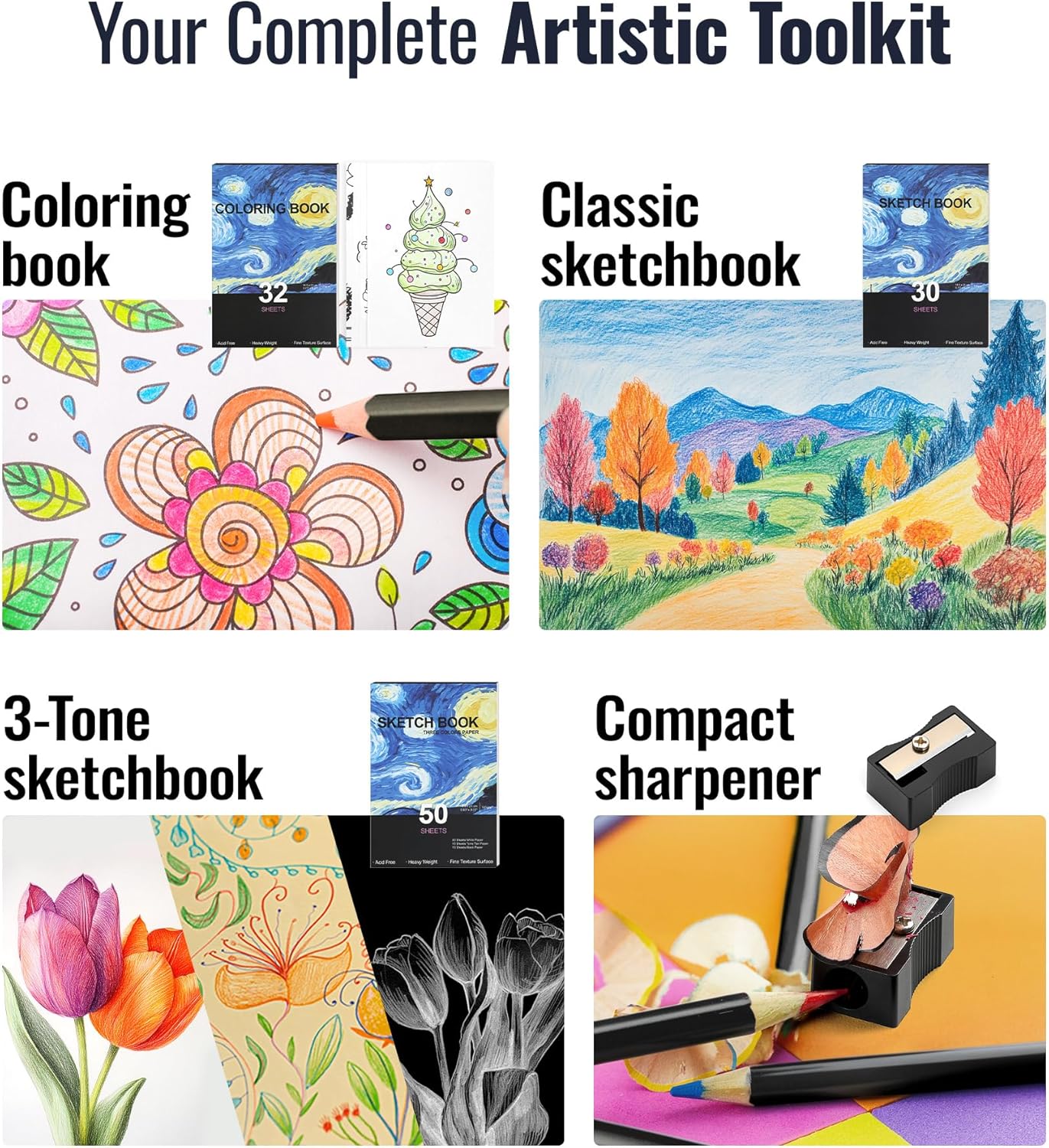 TMOL 120 Pack Colored Pencils for Adult Coloring Books, Soft Core Oil Based Color Pencils with Sketch Book, Color Book, Art Supplies with Zipper Case, Gifts for Kids, Artists, Professionals