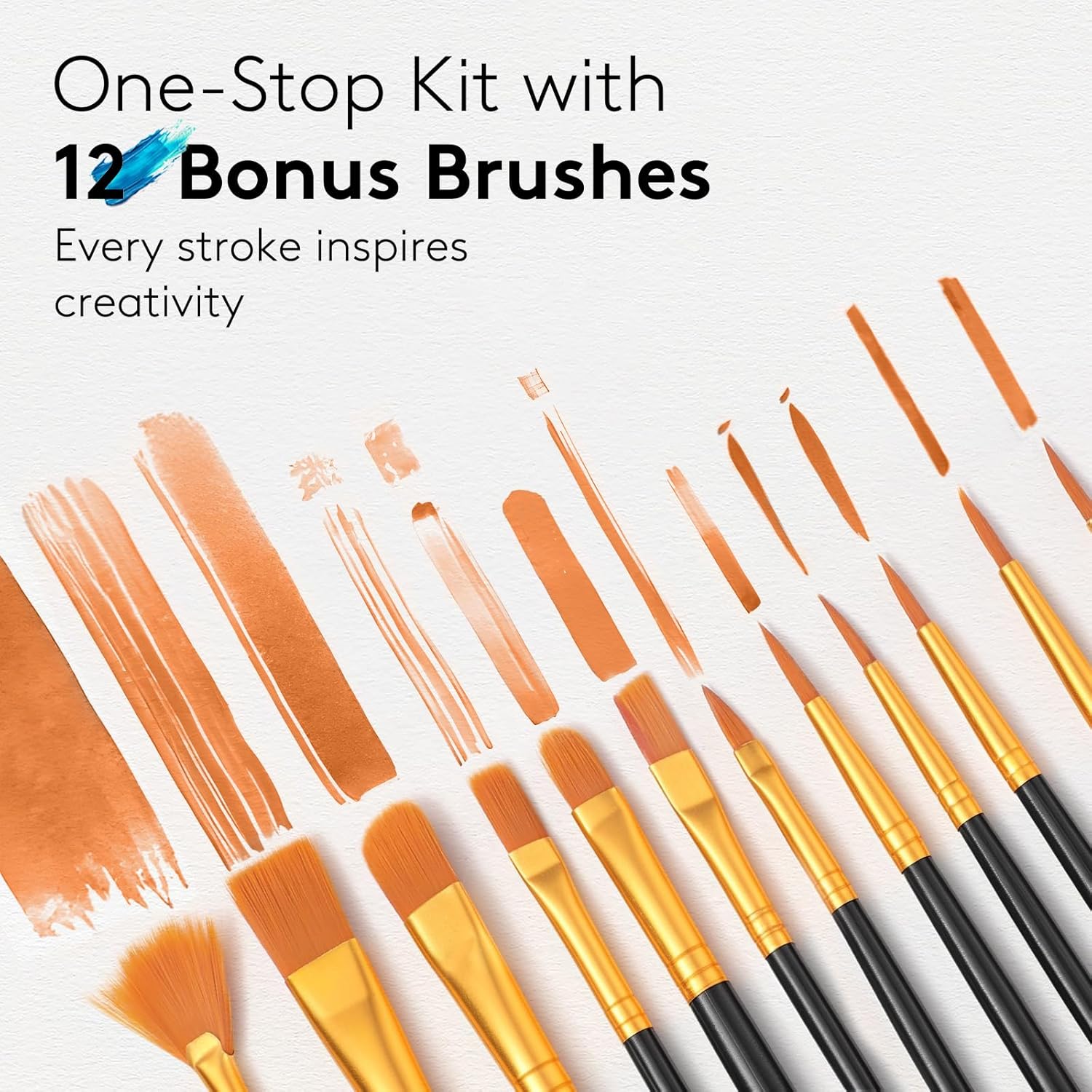 TMOL Acrylic Paint Set, 24 Colors (2 oz/Bottle) with 12 Art Brushes, Art Supplies for Painting Canvas, Wood, Ceramic & Fabric, Rich Pigments Lasting Quality for Beginners, Students & Professional Artist